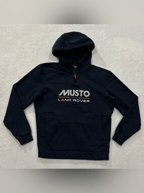 Musto Land Rover Organic Cotton Navy Blue 1/4 Zip Sweatshirt Hoodie Men’s Size M